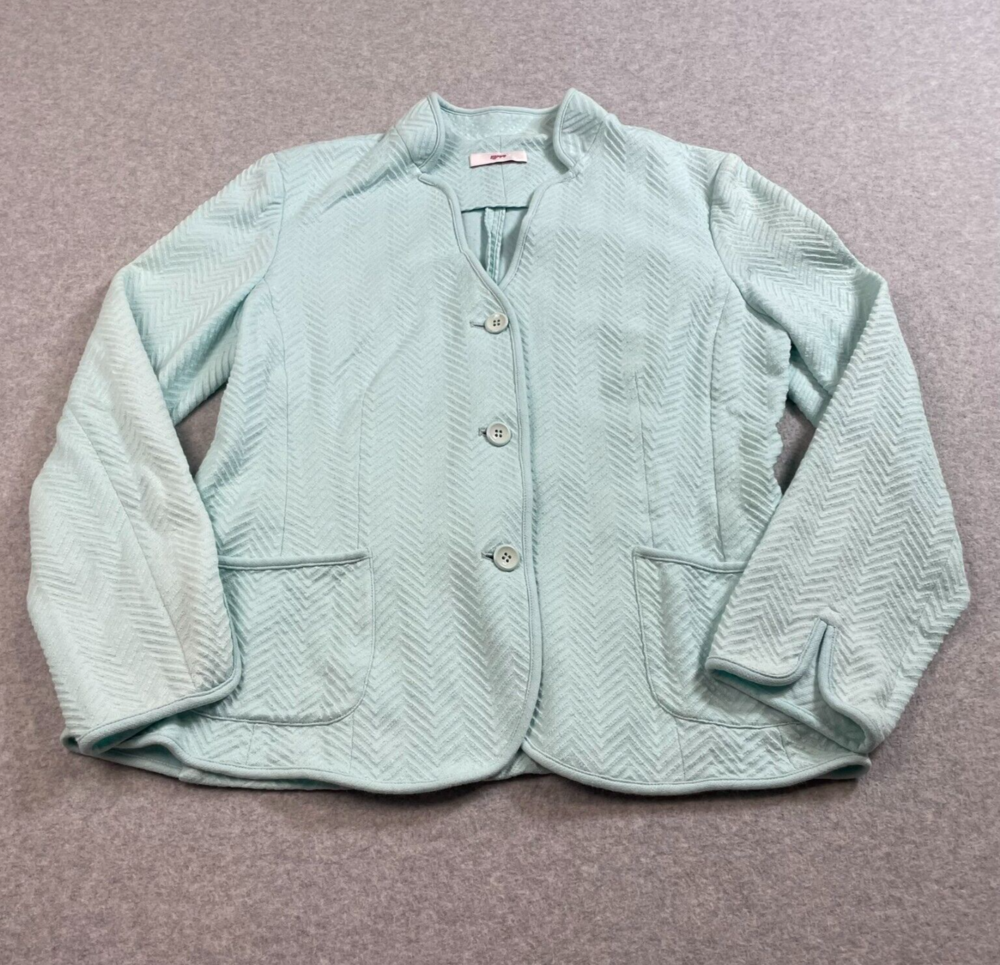 Leggiadro Jacket Woman XL Blue Cardigan Blazer Button Colorful Boho Lagenlook